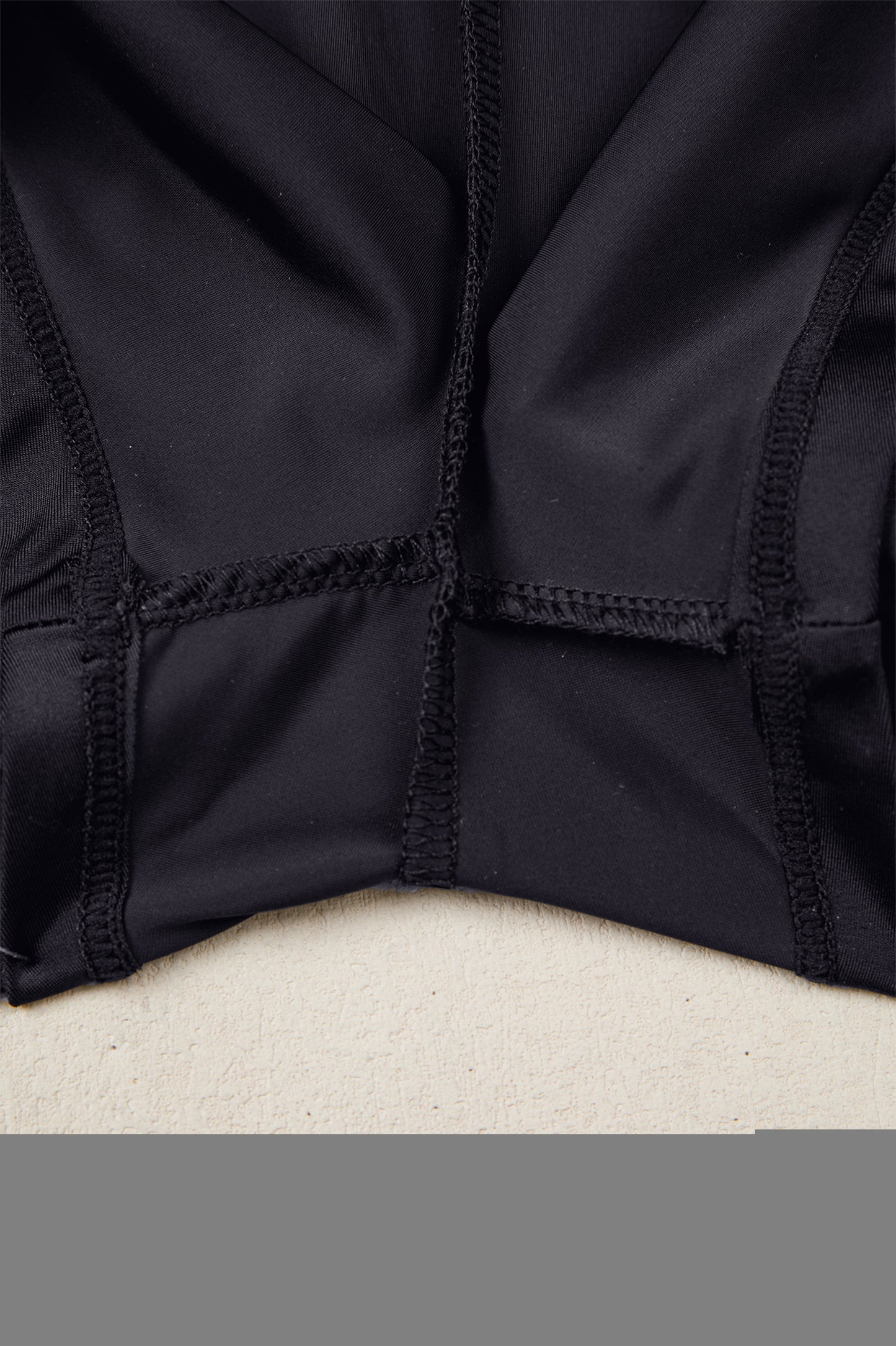 Black Solid Color Ribbed Patchwork High Waist Athletic Shorts