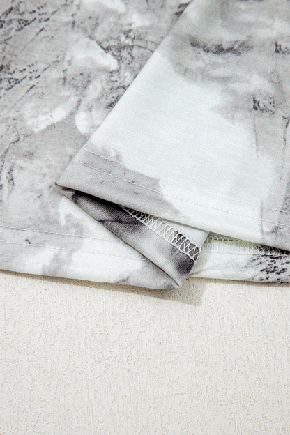 Gray Abstract Woodland Print Slim Fitted T Shirt