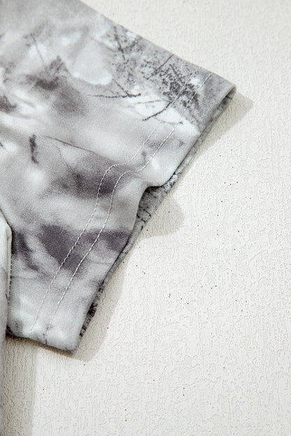 Gray Abstract Woodland Print Slim Fitted T Shirt