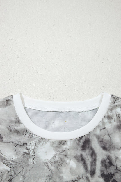 Gray Abstract Woodland Print Slim Fitted T Shirt