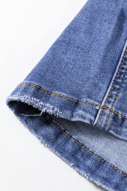 Myosotis Mid Rise Distressed Sneak Peek Straight Leg Jeans