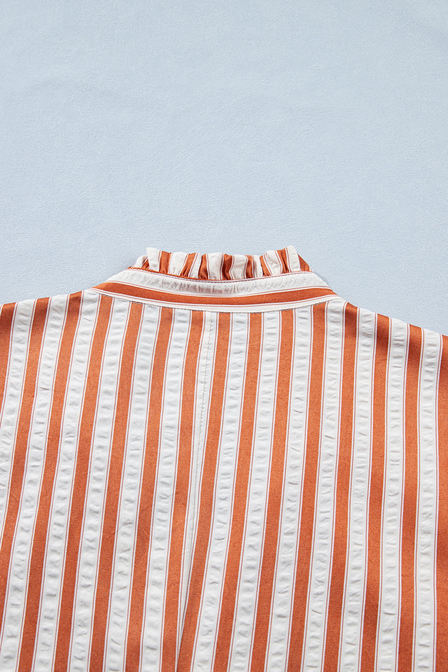 Brown Stripe Pinched V Neck Turn-up Cuffs Shift Mini Dress