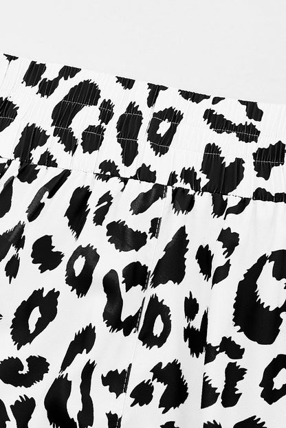 White Leopard High Waisted Athletic Shorts
