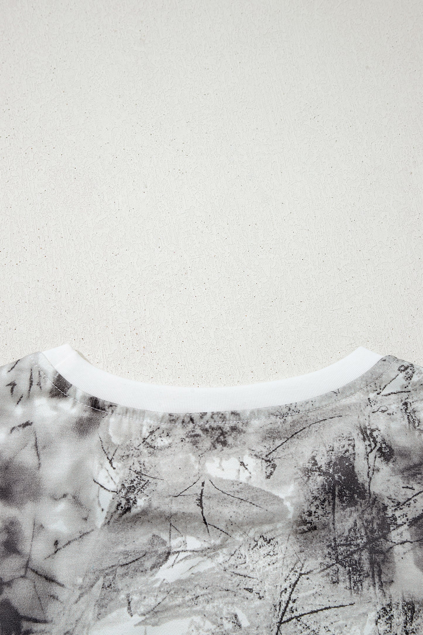 Gray Abstract Woodland Print Slim Fitted T Shirt